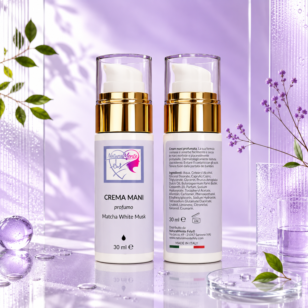 CREMA MANI PROFESSIONALE  Crema Mani Matcha White Musk – NaturalMente Fely® | 30 ml
